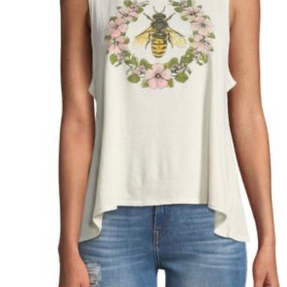 Chaser White Bee Graphic Tank Top Women's Medium - Picture 1 of 4
